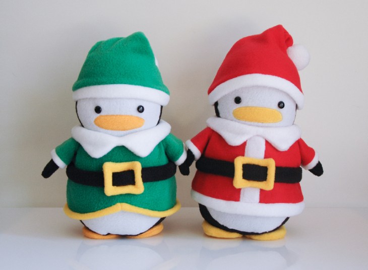 Santa Penguin and Elf Penguin