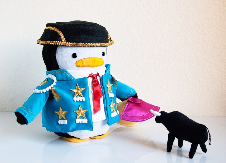 Matador Penguin with Bull Plush