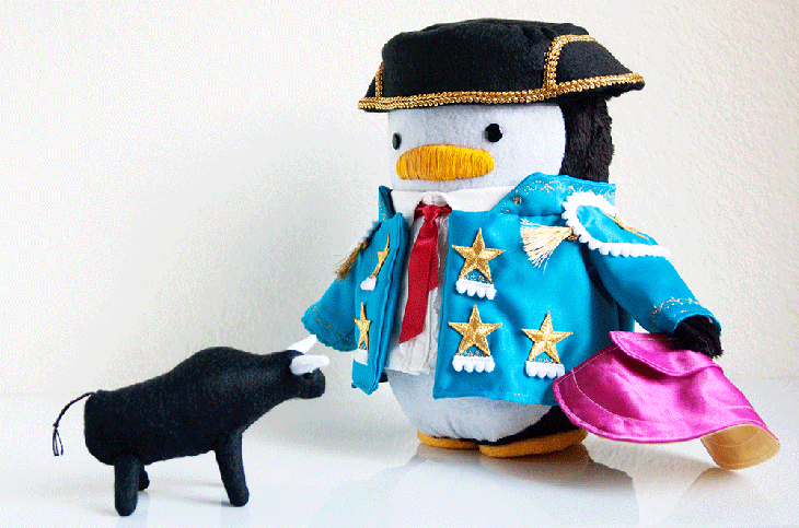 Matador Penguin with Bull Plush
